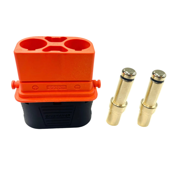 QS13-M Double resistor up to 110V Connector lock panel mounting type safe Black Antispark Connector super heavy duty current connector Male And Female for Drone, Electric vihicles industrial automation energy storage