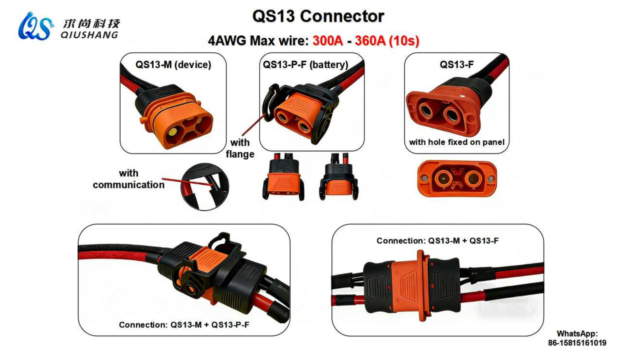 QS13 Connector lock panel mounting type safe Black Antispark Connector super heavy duty current connector Male And Female